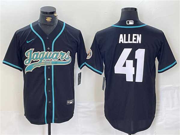Men%27s Jacksonville Jaguars #41 Josh Allen Black With Patch Cool Base Baseball Stitched Jersey